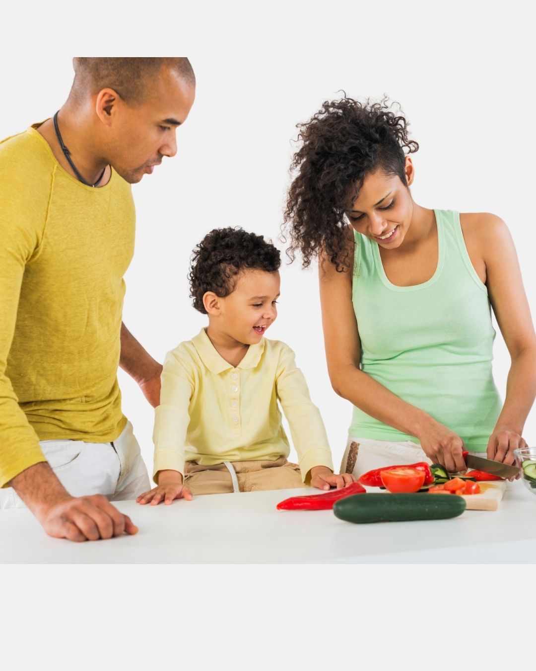 Family preparing healthy food together